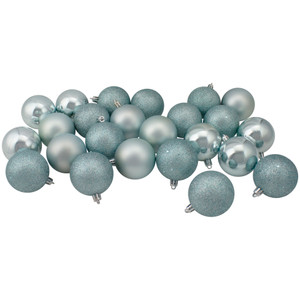 24ct Mermaid Blue Shatterproof 4-Finish Christmas Ball Ornaments 2.5" (60mm)