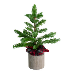 Potted Pine Medium Artificial Christmas Tree with Plaid Skirt - 1.3' - Unlit