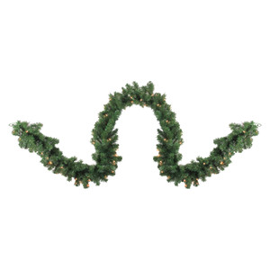 Pre-Lit Pine Artificial Christmas Garland - 9' x 10" - Clear Always Lit Lights