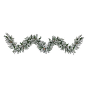 Flocked Angel Pine Artificial Christmas Garland with Pinecones - 9' x 10" - Unlit