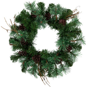 Country Mixed Pine, Twig and Pinecone Artificial Christmas Wreath - 24" - Unlit
