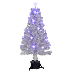Pre-Lit Medium Iridescent Fiber Optic Artificial Christmas Tree - 4' - White - Blue LED Lights