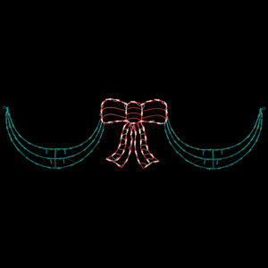3-Piece Lighted Red and Green Bow Swag Christmas Decoration