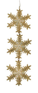 6.75" Gold and Silver Glittered Snowflake Trio Christmas Ornament