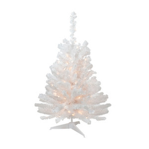 3' Pre-Lit Snow White Artificial Christmas Tree, Clear Lights