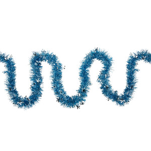 12' x 3" Sky Blue and Silver Snowflakes Christmas Tinsel Garland - Unlit