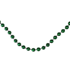 15' Shiny Metallic Green Beaded Christmas Garland - Unlit