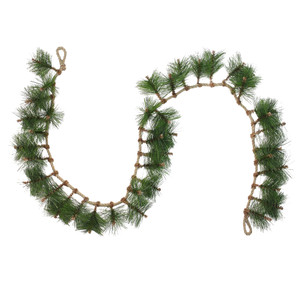 Long Needle Pine and Rope Rustic Artificial Christmas Garland - 6' x 5" - Unlit
