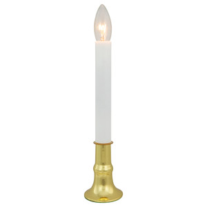 9" White and Gold C7 Light Christmas Candle Lamp with Timer
