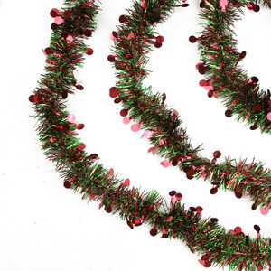 50' x 2.5" Shiny Red and Green Tinsel Artificial Christmas Garland - Unlit