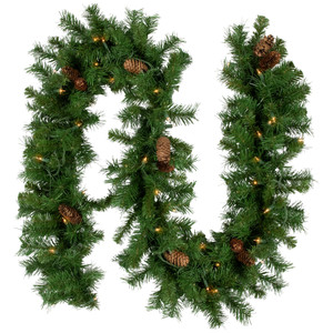 Pre-Lit Dakota Red Pine Artificial Christmas Garland - 9' x 12" - Clear AlwaysLit Lights
