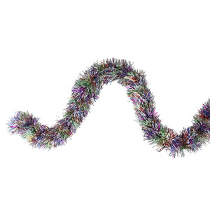 50' x 3" Silver Tinsel Rainbow Artificial Christmas Garland - Unlit