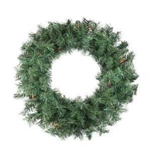 Pre-lit Minetoba Pine Artificial Christmas Wreath - 24" - Multicolor Lights