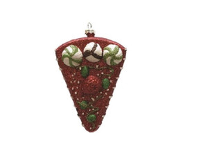 5" Red and Green Shatterproof Strawberry Cake Slice Christmas Ornament