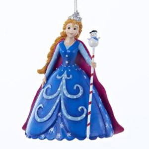 4.75" Blue and Red Garden Snow Princess Christmas Ornament