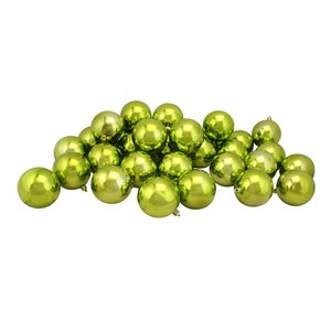 32ct Kiwi Green Shatterproof Shiny Christmas Ball Ornaments 3.25" (80mm)