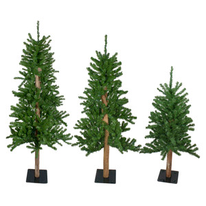 Set of 3 Alpine Artificial Christmas Trees 4', 5' and 6' - Unlit