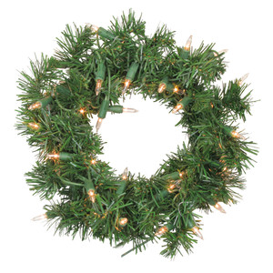 Pre-Lit Deluxe Windsor Pine Artificial Christmas Wreath - 10" - Clear Lights