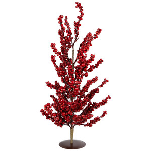 Berries Artificial Christmas Twig Tree - 23.5"  - Brown and Red - Unlit