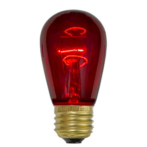Pack of 25 Incandescent Red E26 Base Replacement S14 Light Bulbs - 11 Watts
