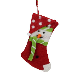8" Red and White Felt Snowman Face Stocking Christmas Ornament