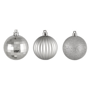 100ct Silver Shatterproof 3-Finish Christmas Ball Ornaments 2.5" (60mm)