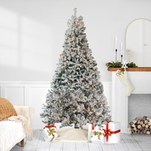6.5' Pre-Lit Flocked Pine Medium Artificial Christmas Tree - Clear Lights