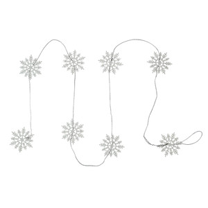 5' White Glitter Dusted Wooden Snowflake Christmas Garland