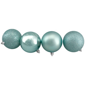 32ct Mermaid Blue Shatterproof 4-Finish Christmas Ball Ornaments 3.25" (80mm)