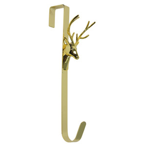 Reindeer Over the Door Christmas Wreath Hanger - 15.25" - Gold