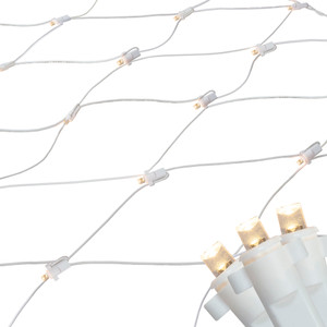 4' x 6' Warm White LED Wide Angle Net Style Christmas Lights, White Wire