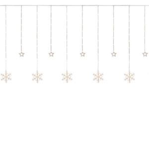 B/O Star and Snowflake Window Curtain Christmas Lights - Clear LED - 5.75' - Clear Wire - 250ct