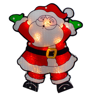 16.25" Lighted Holographic Santa Claus Christmas Window Silhouette