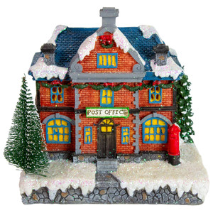LED Lighted Post Office Christmas Village Decoration - 7"