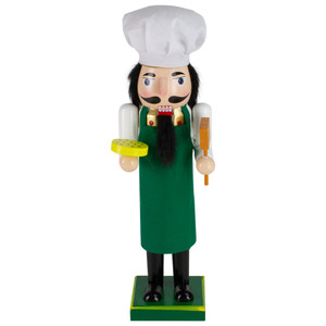 14" Green and White Wooden Christmas Nutcracker Pizza Maker