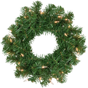 Pre-Lit Deluxe Dorchester Pine Artificial Christmas Wreath, 12-Inch, Clear Lights