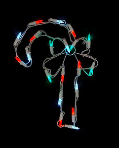 LED Candy Cane Window Silhouette Christmas Decoration - 12" - Multicolor Lights
