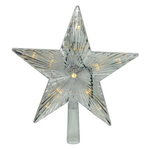 9.5" Lighted White Star Christmas Tree Topper - White and Multicolor LED Lights