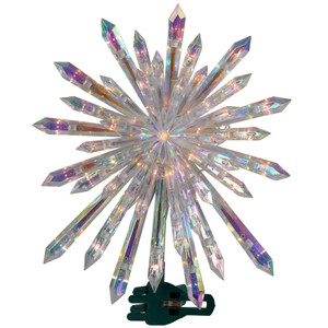 Lighted Iridescent Icicle Christmas Tree Topper - 14" - Clear Lights