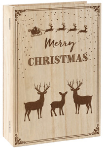 BRUBAKER Reusable Wooden Advent Calendar to Fill - Merry Christmas Book - DIY Christmas Calendar 7.72 x 2.95 x 11.81 inches
