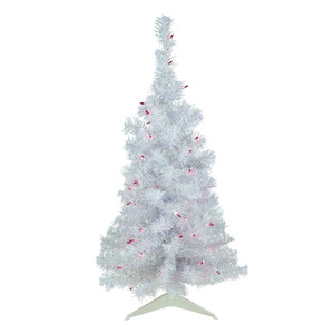 3' Pre-lit Rockport White Pine Artificial Christmas Tree, Purple Lights