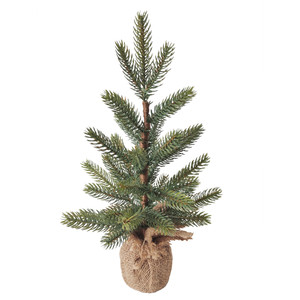 Artificial Pine Tree with Jute Base Christmas Decoration - 14"