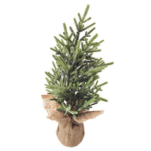 Frosted Ice Pine Artificial Christmas Tree with Jute Base - 16.5"