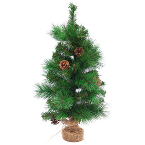 Mixed Pine and Pine Cones Artificial Christmas Tree in Jute Base - 23.5"