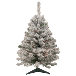 3' Pre-Lit Medium Heavily Flocked Madison Pine Artificial Christmas Tree, Multi Lights