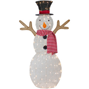 48" LED Lighted Snowman with Top Hat and Red Scarf Outdoor Christmas Decoration