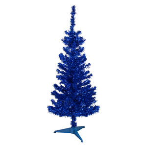 4' Blue Artificial Tinsel Christmas Tree, Unlit