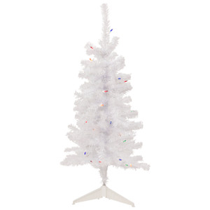 3' Pre-Lit Woodbury White Pine Slim Artificial Christmas Tree, Multi Lights