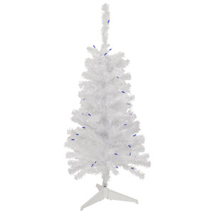 3' Pre-Lit Woodbury White Pine Slim Artificial Christmas Tree, Blue Lights
