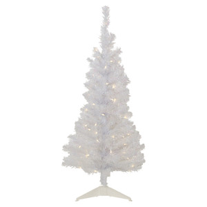 4' Pre-lit Rockport White Pine Artificial Christmas Tree, Clear Lights